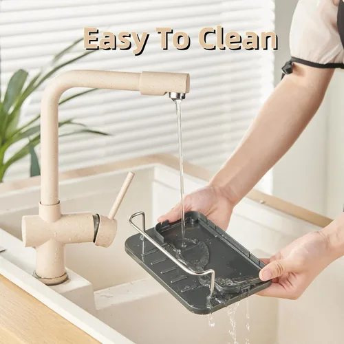 Miniatura 6 de LIBODOUR Dispensador de jabón para fregadero de cocina y baño, soporte de esponja 3 en 1 para cocina, organizador de dispensador de jabón
