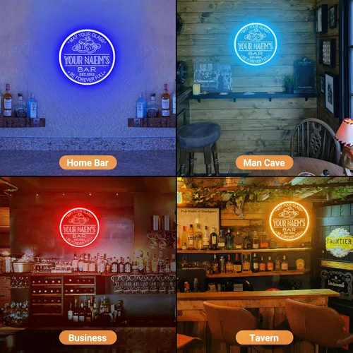 Miniatura 3 de Letrero de neón personalizado para bar en casa para decoración de pared de cueva de hombre, luz de neón LED con nombre personalizado con control