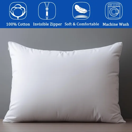 Miniatura 6 de Precoco Juego de fundas de almohada para niños pequeños, 2 fundas de almohada de algodón blanco de 14 x 19 pulgadas con diseño de cremallera para un