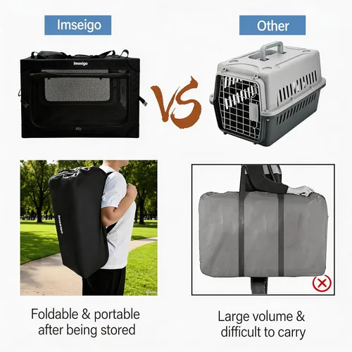 Miniatura 7 de Jaula plegable para perros, jaula suave portátil para perros con cama de forro polar para perros medianos, perrera plegable de viaje con ventanas