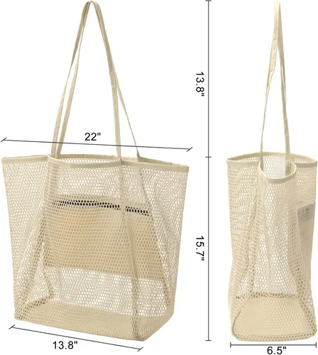 Miniatura 2 de Nausear Mesh Tote Beach Bag Womens Shoulder Handbag - Spacious, Durable, Breathable, Stylish, Multi-Purpose