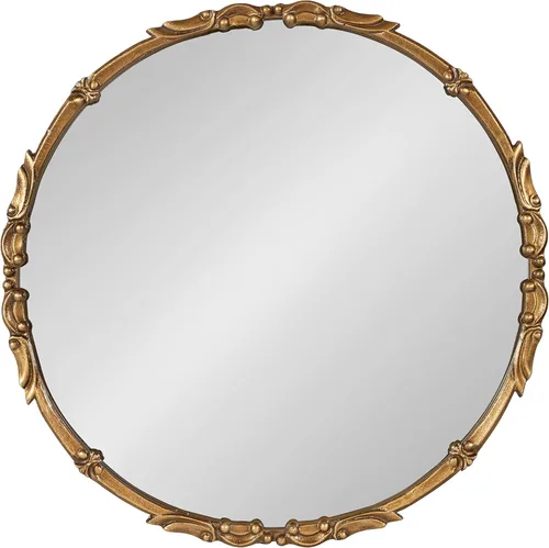 Miniatura 8 de Kate and Laurel Brynley Espejo redondo decorativo de metal, 24, dorado antiguo, espejo circular tradicional adornado con detalles de hierro
