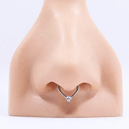 Miniatura 5 de FANSING Piercing de acero quirúrgico de 056oz y 0315in para mujer Metal circonita cúbica