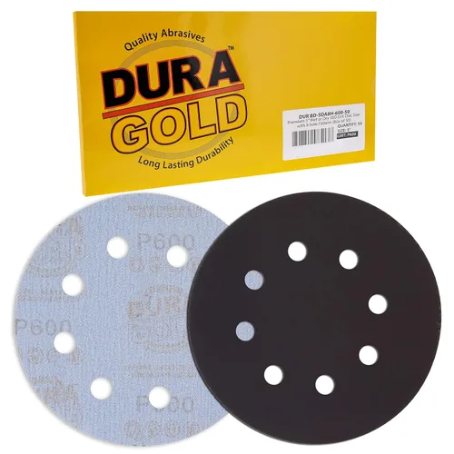 Miniatura 3 de Dura-Gold Discos de lijado en seco o húmedo de 5 pulgadas de 5 pulgadas, grano 600, caja de 50 unidades, discos de papel de lija de alto rendimiento