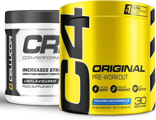 Cellucor Original C4 - Paquete de creatina y preentrenamiento, sabor Frozen Bombsicle, 30 porciones + polvo de creatina Cor Performance, 72 porciones