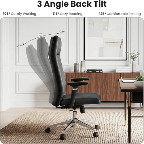 Miniatura 4 de EUREKA ERGONOMIC Eris - Silla de escritorio de cuero con respaldo alto, silla ejecutiva para computadora con reposabrazos ajustables 4D