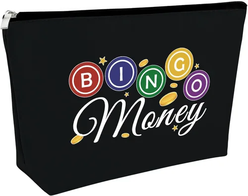 Sfodiary Bolsa de regalo para amantes de los juegos de bingo - Bolsa de cosméticos para amantes del casino para mujeres Bingo Player, Bolsa de Bolsa