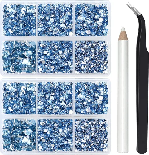 Miniatura 18 de Briskbloom 10000 piezas de diamantes de imitación con parte posterior plana para manualidades, zapatos, ropa, kit de circonita azul/circonita azul