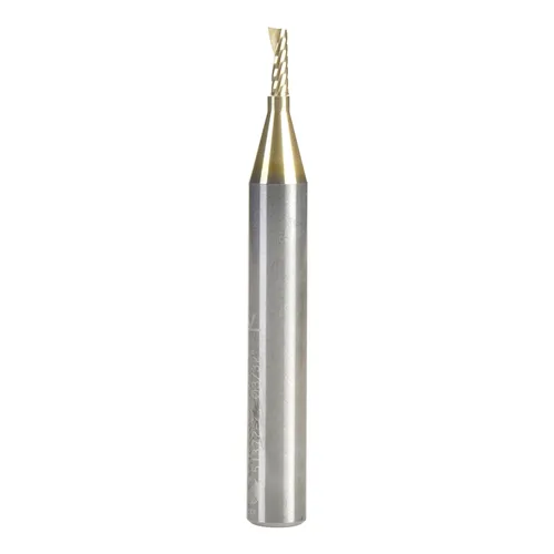 Miniatura 26 de Amana Tool CNC de carburo sólido espiral O flauta arriba-corte, broca de aluminio de corte de enrutador, recubierto de ZrN, 51470-Z, 1/16 D x 1/4 CH