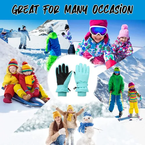 Miniatura 5 de JANGANNSA Guantes de esquí de invierno para niños y niñas, guantes de nieve para clima frío, guantes de esquí y snowboard impermeables con forro
