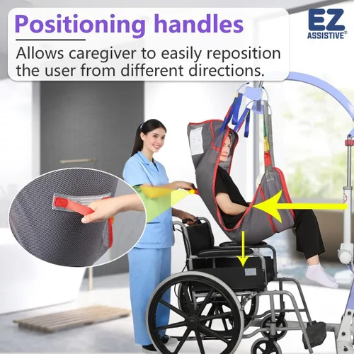 Miniatura 4 de EZ Assistive Eslinga universal de elevación de pacientes de cuerpo completo para elevación o traslado de pacientes, honda de elevación con tela