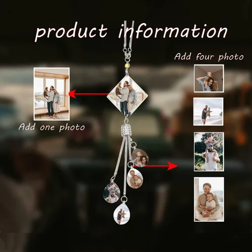 Miniatura 2 de AIFLM Adornos Personalizados de Foto de Cristal para Colgar en Coche Adornos Personalizados Estéticos para Espejo Adornos Personalizados