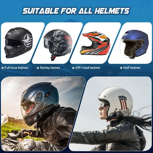 Miniatura 5 de MAXTO Auriculares Bluetooth M2 para motocicleta, casco de motocicleta Bluetooth 5.0, 6 vías 3280 pies, sistema de comunicación de intercomunicación