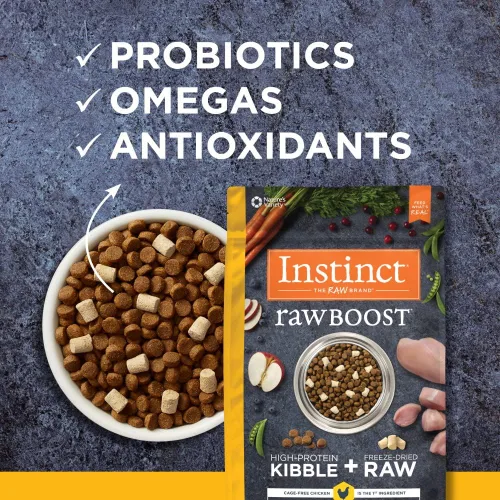 Miniatura 7 de Instinct Raw Boost, alimento seco natural para perros con trozos liofilizados, alta proteína y receta sin granos, pollo real, bolsa de 4 libras