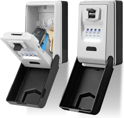 Caja de bloqueo de llave para exterior con diales iluminados, resistente e impermeable, combinación para llaves, caja de almacenamiento de llaves