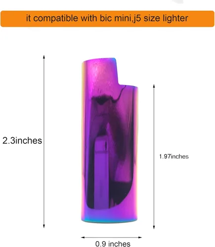 Miniatura 2 de Mini metal encendedor caso cubierta titular color arco iris para BIC Mini tamaño encendedor J5 regalo para ella él