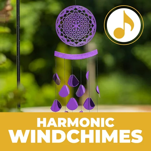 Miniatura 3 de VP Home Campanillas de viento de mandala brillante de 42 pulgadas para exteriores, carillones de viento de mandala brillante únicos, decoración al