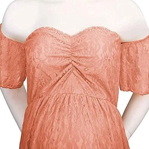 Miniatura 2 de Sicily Vestido de maternidad largo con hombros descubiertos de encaje para mujer Plus fotografía