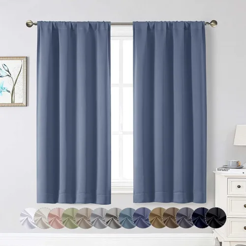 Miniatura 57 de Cortinas opacas para dormitorio, sala de estar, juego de 2 paneles de 54 pulgadas de largo, cortinas de oscurecimiento de habitación con aislamiento