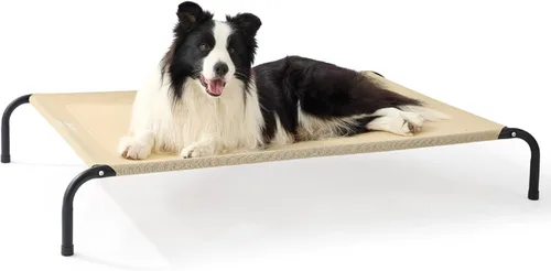 Miniatura 9 de Bedsure Cama elevada para perros al aire libre de tamaño grande, cama portátil de hamaca para mascotas con marco elevado y refrescante para Verde