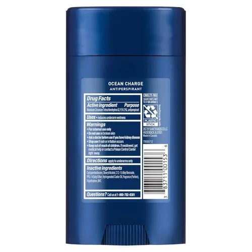 Miniatura 5 de Suave Ocean Charge - Desodorante antitranspirante para hombre, aroma marino y madera flotante durante todo el día, para protección contra el olor