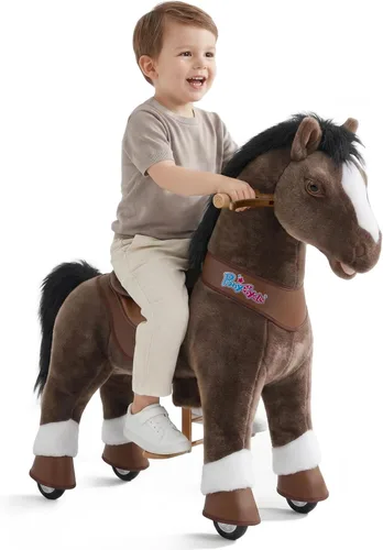 Miniatura 17 de PonyCycle Caballo para montar en pony avanzado modelo Y de peluche marrón juguete de caballo de montar tamaño 3 para edades 3–4, caballo balancín