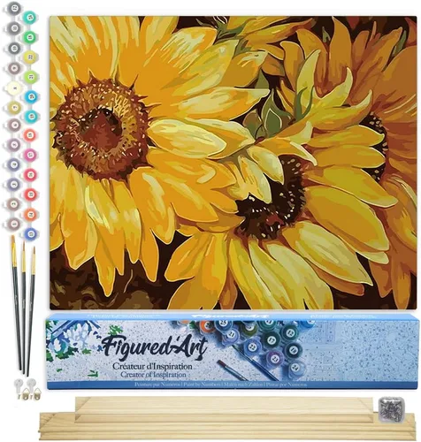 Miniatura 65 de Figured'Art - Juego de pintura por números, lienzo enrollado sin marco, para manualidades, para adultos, 16 x 20 pulgadas, jarrón de peonías