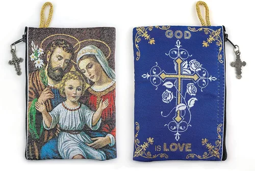 Miniatura 65 de Bolsa de rosario católico, estuche de rosario de bautismo para niños con números 6:24-26, versículo de la Biblia, 4 x 6 pulgadas, joyería y monedero