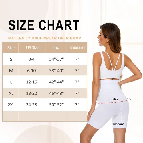 Miniatura 6 de Ropa interior de maternidad sobre el vientre, cintura alta para mujer, a medio muslo para embarazo, sin costuras, pantalones cortos para debajo