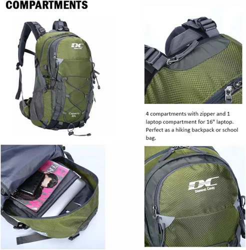 Miniatura 4 de Diamond Candy Mochila de Senderismo Impermeable para Hombres y Mujeres, Mochila Ligera de Día para Viajes y Campamento Waterproof