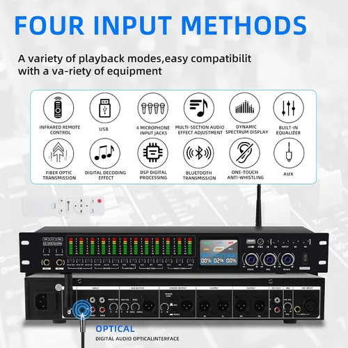 Miniatura 2 de K-6 Mezclador Profesional de Karaoke Digital de Pre-Escenario Efector Anti-aullido Procesador de Audio Mezclador de Karaoke Reverberator con Efecto