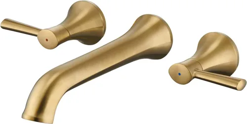 Llenador de bañera romano de montaje en pared, grifos de bañera de latón dorado cepillado con 2 asas