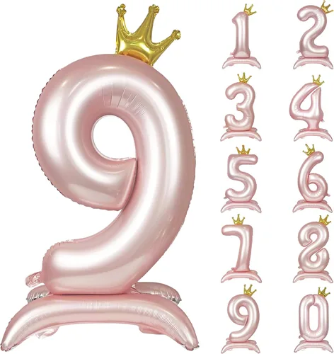 Miniatura 63 de Globos de aluminio grandes con corona negra número 0 para niños y niñas, cumpleaños, boda, aniversario, fiesta, baby shower, suministros 0