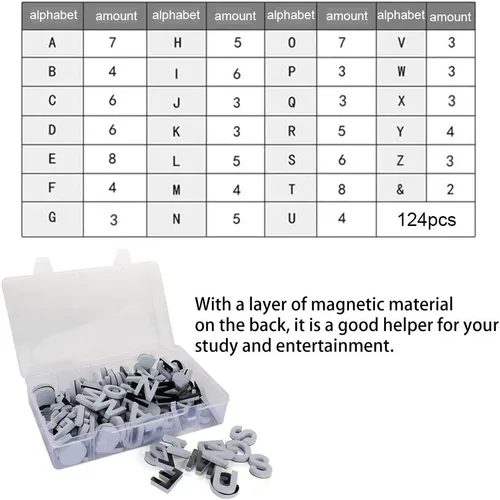 Miniatura 3 de Firlar 124 letras magnéticas, imanes del alfabeto mayúscula ABC para refrigerador, letras del alfabeto de espuma, imanes para refrigerador, Blanco