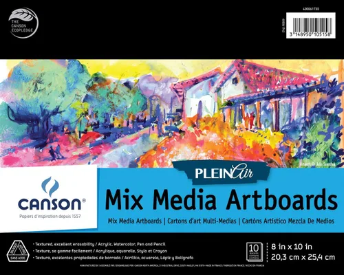 Canson Artist Series Plein Air - Papel mixto, tablero de arte plegable, 8 x 10 pulgadas, 10 hojas, papel de artista para adultos y estudiantes,