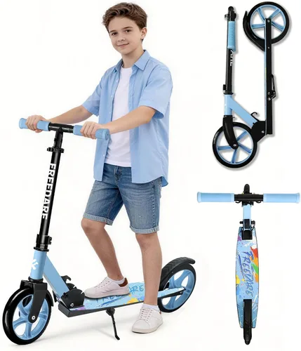 Miniatura 11 de FREEDARE Kick Scooter for Kids & Adults Ages 8+, Foldable Teen Scooter with 2 Big 8-inch Wheels and 4-Level Adjustable Handlebar, Max Load 220 LBS