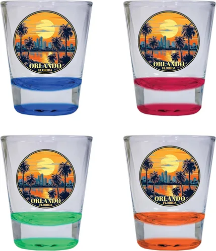 Orlando Florida B Souvenir - Vaso de chupito redondo de 1.5 onzas, paquete de 4 unidades