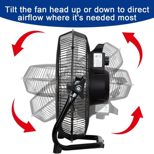 Miniatura 5 de BILT HARD Ventilador de piso de alta velocidad de 12 pulgadas, 3 velocidades, potente ventilador de flujo de aire de 1650 CFM, ventilador de metal