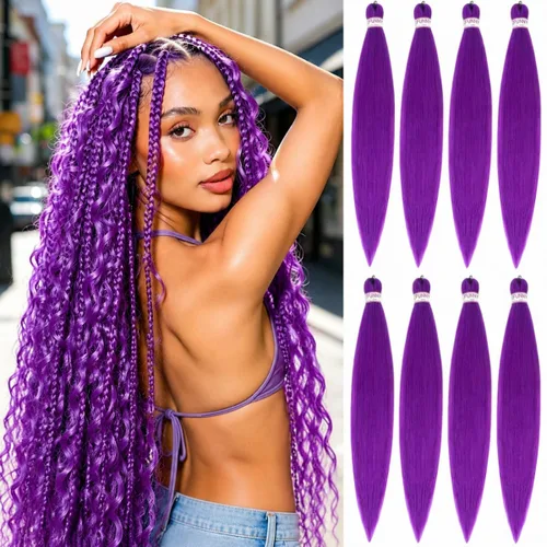 Miniatura 33 de BEFUNNY Cabello para Trenzar, Cabello para Trenzar Pre-Estirado, 24 Pulgadas 8 Paquetes Cabello Preestirado Ombré para Trenzas de Caja de Crochet