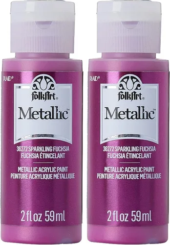 Miniatura 9 de FolkArt Pintura Acrílica Metálica para Manualidades, Fucsia Chispeante 60 ml Pintura Premium con Acabado Metálico, Perfecta para Aplicar Fácilmente
