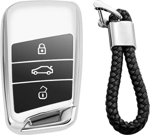 Miniatura 13 de Hombres Mujeres Cuero Genuino Llavero Funda para Volkswagen Arteon Atlas Golf Alltrack Jetta GLI Passat Taos SEL para Tiguan para Skoda Kodiaq