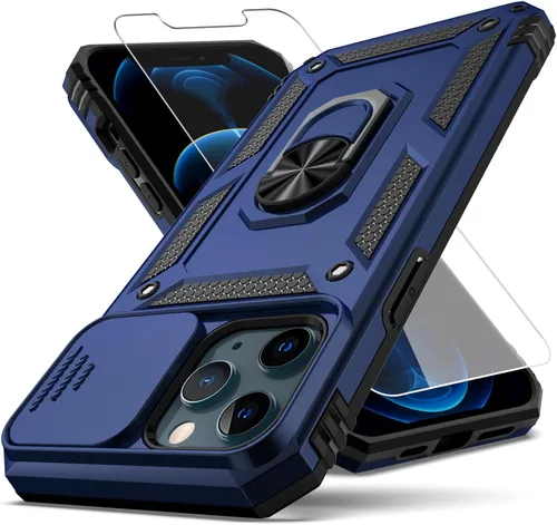 Miniatura 9 de Funda para iPhone 12 Pro Max, con cubierta para lente de cámara, protector de pantalla HD, [grado militar] anillo de montaje en coche con soporte