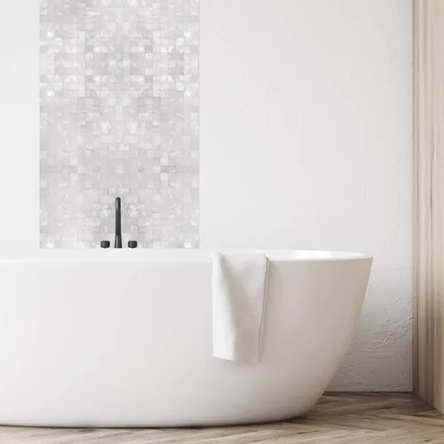 Miniatura 5 de KASARO - Calcomanías de pared, adhesivo despegable de mosaicos para salpicadero dormitorio baño, madreperla, 12 x 12 pulgadas