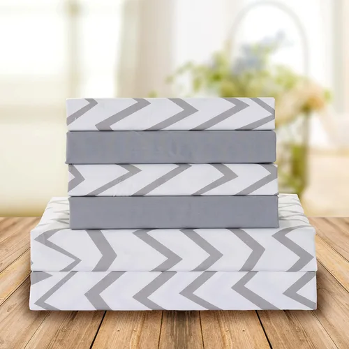 Miniatura 2 de Elegant Comfort Chevron Pattern Collection - Juego de sábanas de 4 piezas de bolsillo profundo de 1500 hilos, resistente a la decoloración