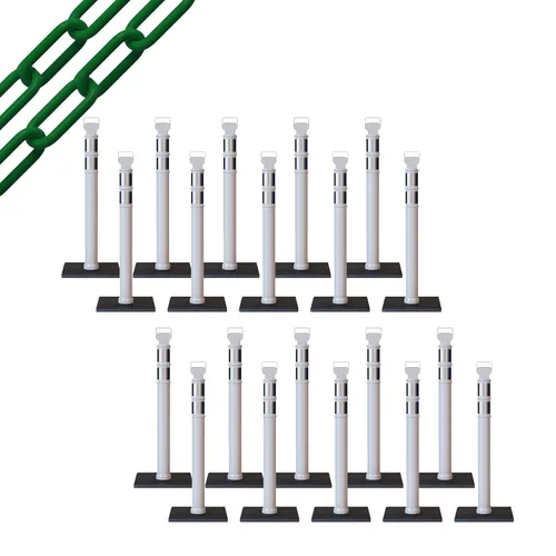 Miniatura 21 de Trafford Industrial - Juego de 20 postes de delineador de 45 pulgadas, collares reflectantes de 3 pulgadas, base de goma de 10 libras
