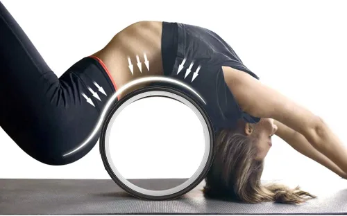Miniatura 4 de Rueda de yoga de goma sintética de alta densidad para estiramiento y flexibilidad para ayudar a dolores de espalda y tensión, desgarro, diseño
