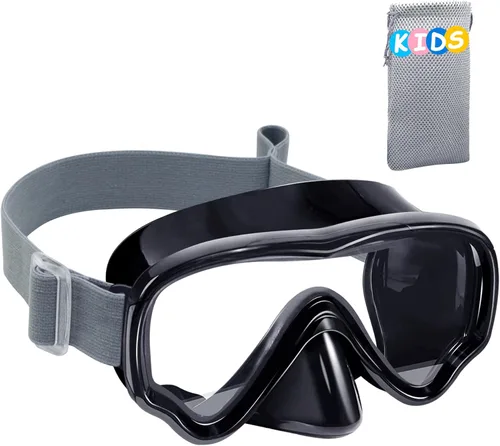 Vvinca Kids-Goggles with Nose Cover, Diving Mask Elastic Fabric Strap Anti Fog Anti Shattered Lens for Kids Swim Goggles 3-14 17-negro