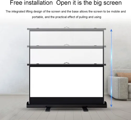 Miniatura 2 de Pantalla de proyector, portátil, independiente, para suelo, 4:3/16:9/16:10, pantalla de proyección plegable de escritorio, gran angular de 178°