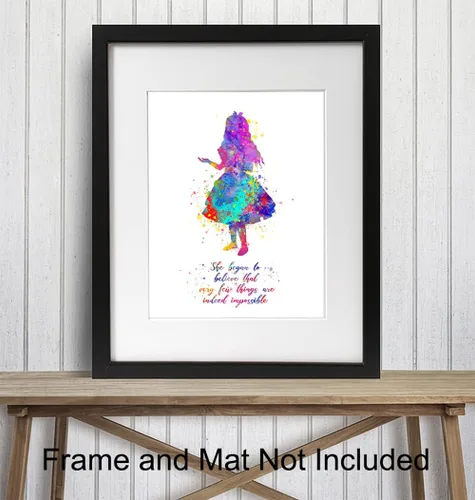 Miniatura 3 de Cita inspiradora – Impresión artística de pared del país de las maravillas de Alicia – Gran regalo motivacional – Póster de decoración de habitación