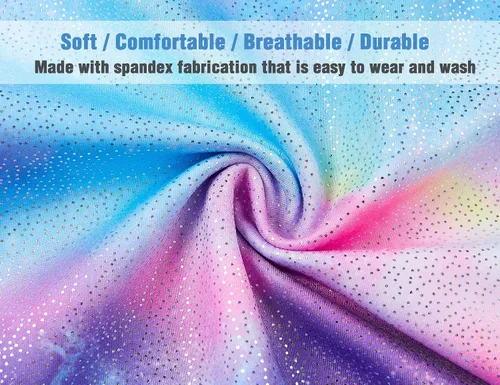 Miniatura 5 de TENVDA Gymnastics Leotards for Girls 2-12 Years Old Sparkly Multicolor Kids Tumbling Biketards Unitard